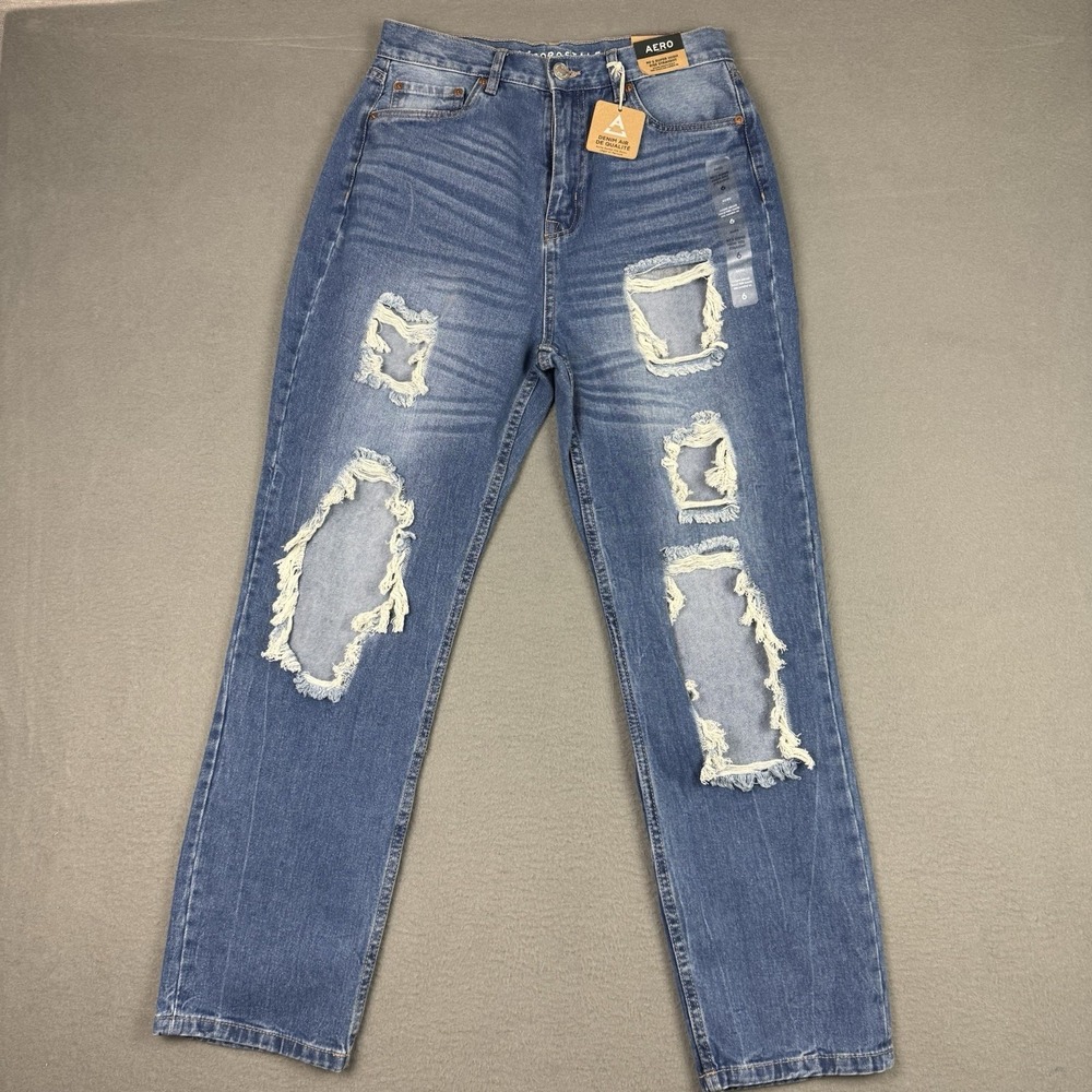 AEROPOSTALE Women‎ 90's Super High Rise Straight Grunge Jeans 6 Distressed Y2K
